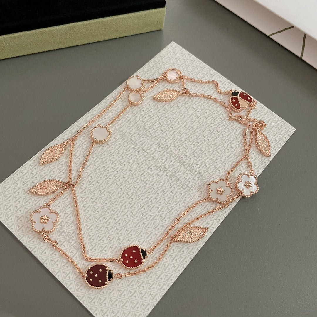 [CiCi]LUCKY SPRING 15 MOTIFS ROSE GOLD NECKLACE