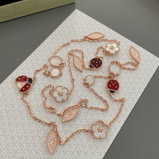[CiCi]LUCKY SPRING 15 MOTIFS ROSE GOLD NECKLACE