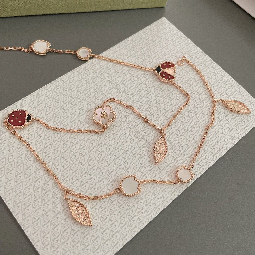 [CiCi]LUCKY SPRING 15 MOTIFS ROSE GOLD NECKLACE