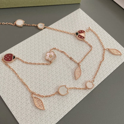 [CiCi]LUCKY SPRING 15 MOTIFS ROSE GOLD NECKLACE
