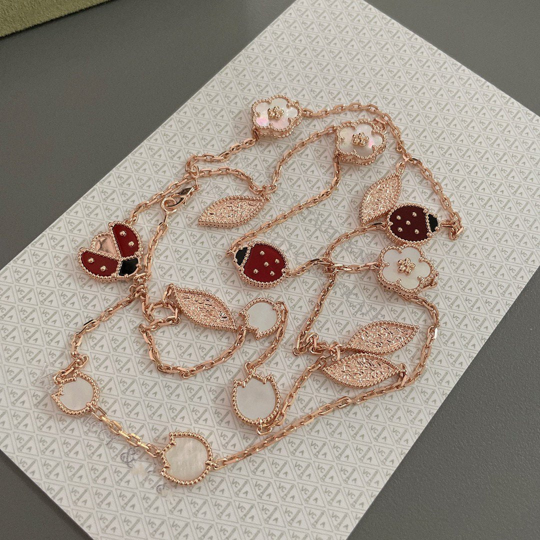 [CiCi]LUCKY SPRING 15 MOTIFS ROSE GOLD NECKLACE