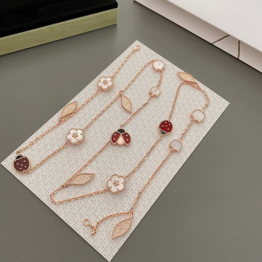 [CiCi]LUCKY SPRING 15 MOTIFS ROSE GOLD NECKLACE