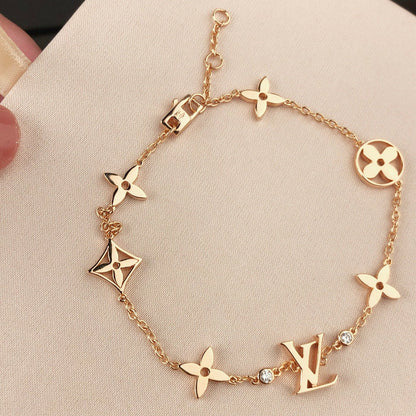 [CiCi]STAR AND SUN 7 MOTIFS GOLD BRACELET