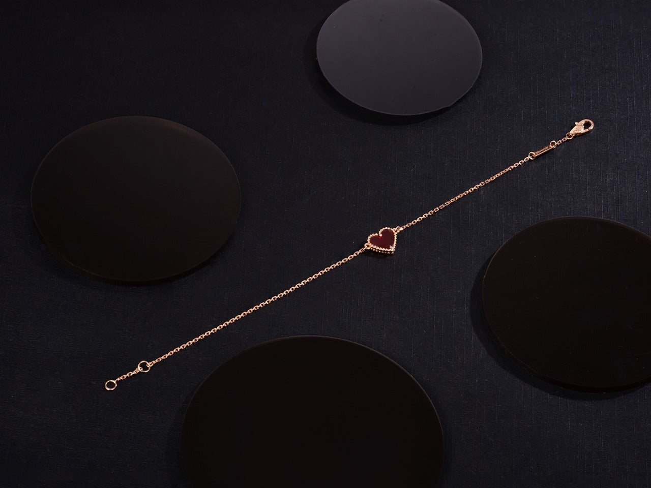 [CiCi]HEART CARNELIAN PINK GOLD BRACELET