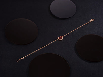 [CiCi]HEART CARNELIAN PINK GOLD BRACELET