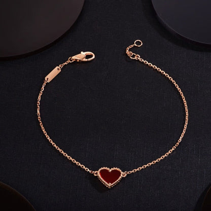 [CiCi]HEART CARNELIAN PINK GOLD BRACELET