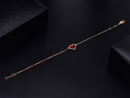 [CiCi]HEART CARNELIAN PINK GOLD BRACELET