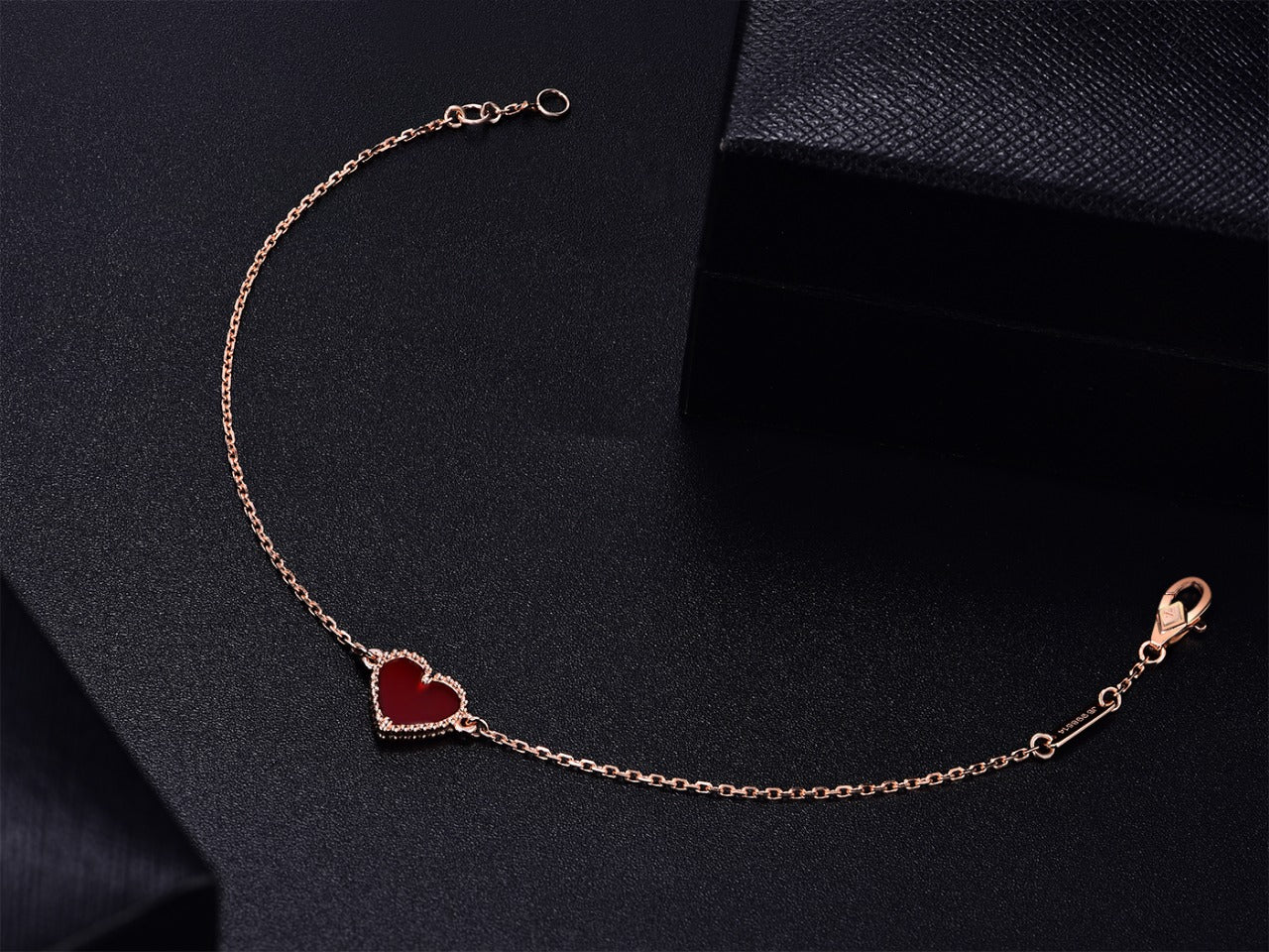 [CiCi]HEART CARNELIAN PINK GOLD BRACELET