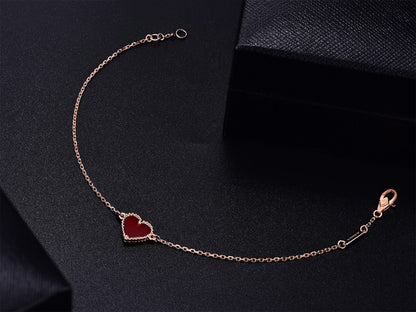 [CiCi]HEART CARNELIAN PINK GOLD BRACELET