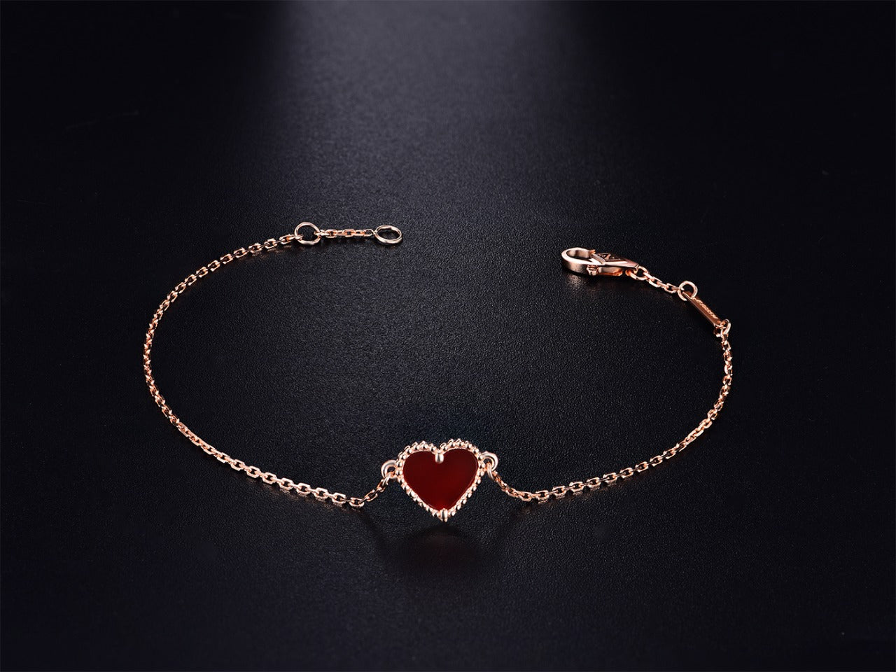 [CiCi]HEART CARNELIAN PINK GOLD BRACELET