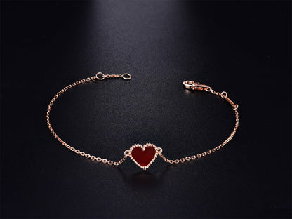 [CiCi]HEART CARNELIAN PINK GOLD BRACELET