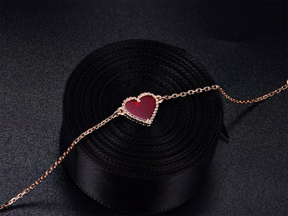 [CiCi]HEART CARNELIAN PINK GOLD BRACELET