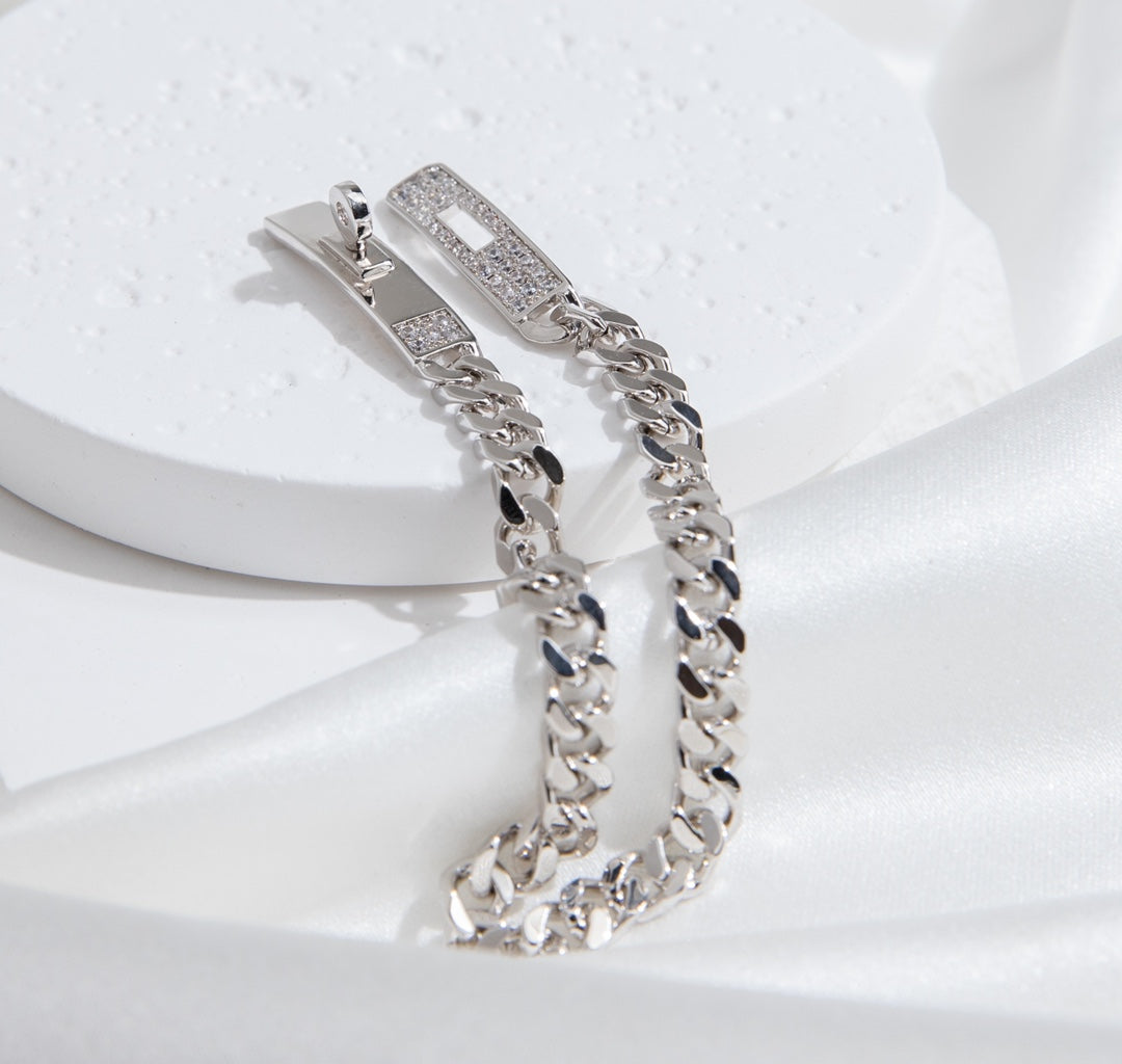 [CiCi]KELLY CHAIN SILVER DIAMOND BRACELET