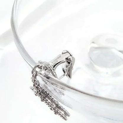 [CiCi]CLOVER 2 MOTIFS  DIAMOND ONYX EARRINGS SILVER