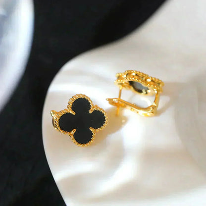[CiCi]CLOVER MEDIUM 1 MOTIFS  ONYX STUD EARRINGS