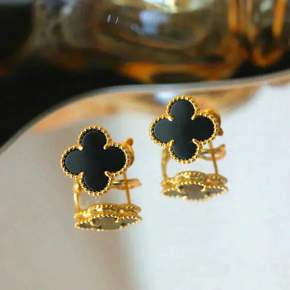 [CiCi]CLOVER MEDIUM 1 MOTIFS  ONYX STUD EARRINGS