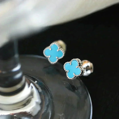 [CiCi]CLOVER MINI TUROUOISE SILVER STUD EARRINGS
