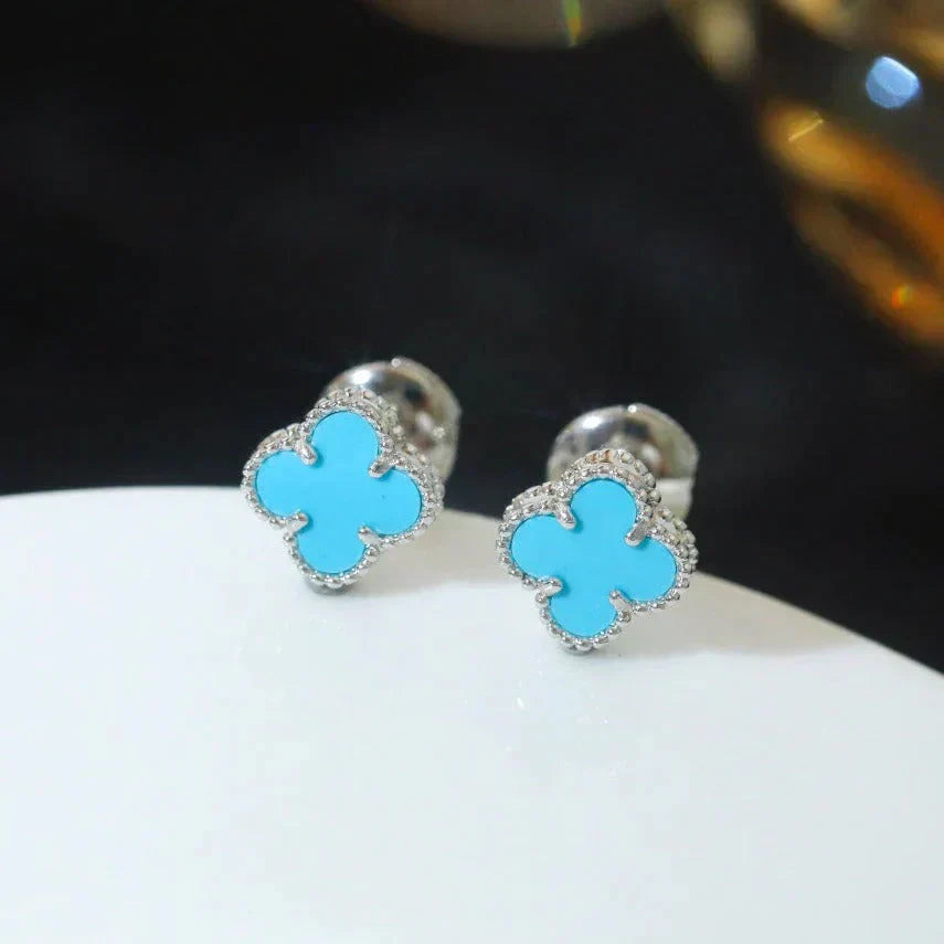 [CiCi]CLOVER MINI TUROUOISE SILVER STUD EARRINGS