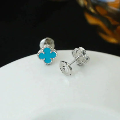 [CiCi]CLOVER MINI TUROUOISE SILVER STUD EARRINGS