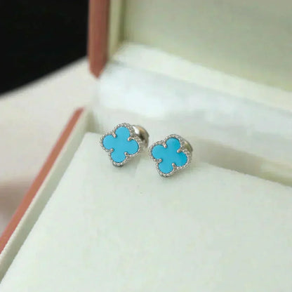 [CiCi]CLOVER MINI TUROUOISE SILVER STUD EARRINGS