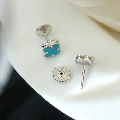 [CiCi]CLOVER MINI TUROUOISE SILVER STUD EARRINGS