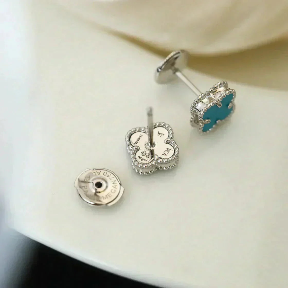 [CiCi]CLOVER MINI TUROUOISE SILVER STUD EARRINGS