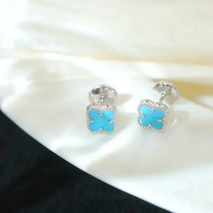 [CiCi]CLOVER MINI TUROUOISE SILVER STUD EARRINGS