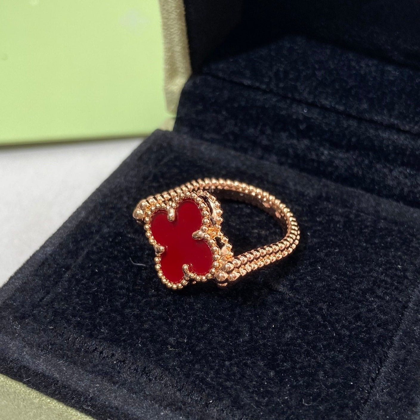 [CiCi]CLOVER RIVERSIBLE PINK GOLD RING
