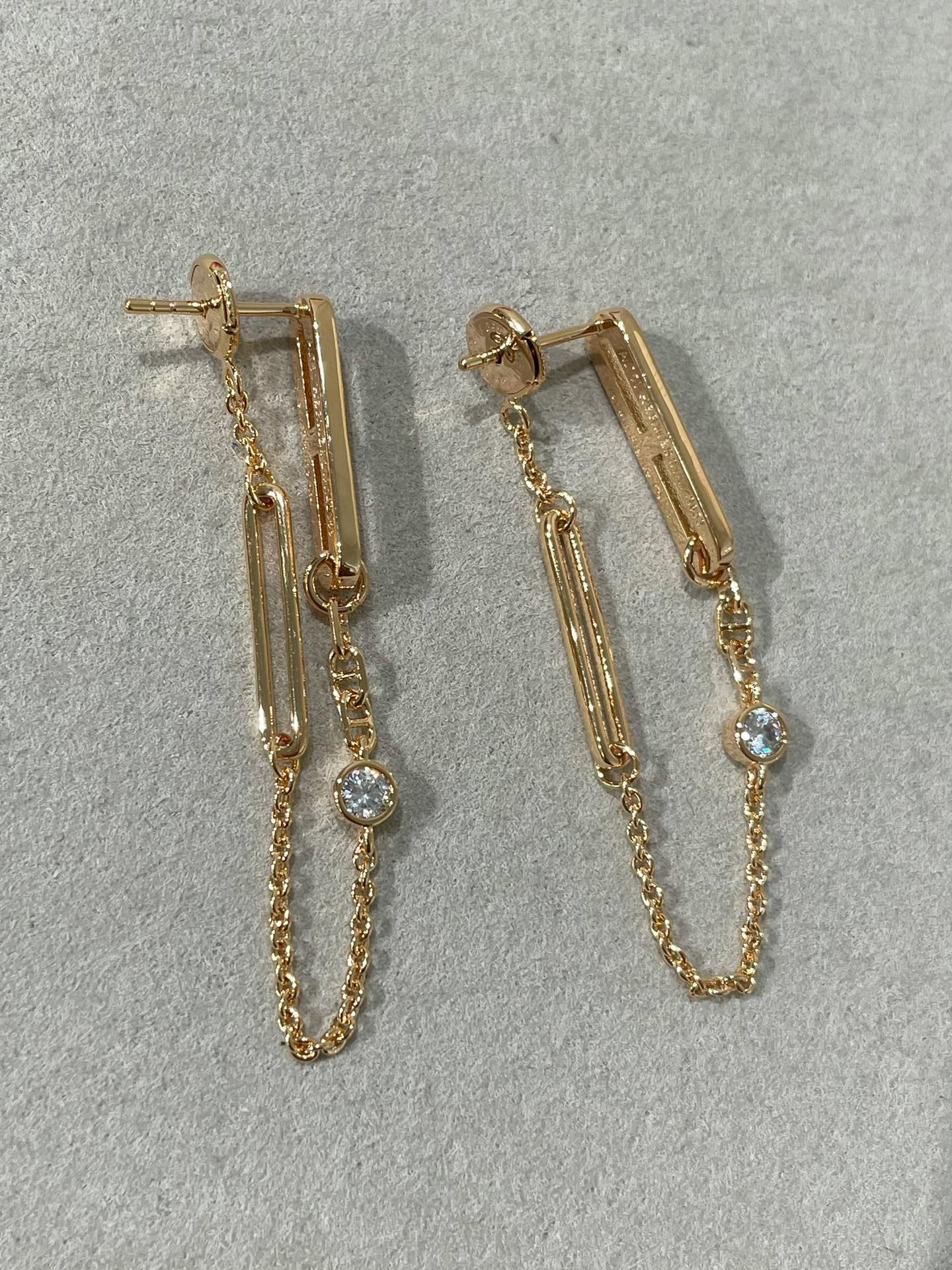 [CiCi]CHAINE CHAOS DIAMOND DROP EARRINGS