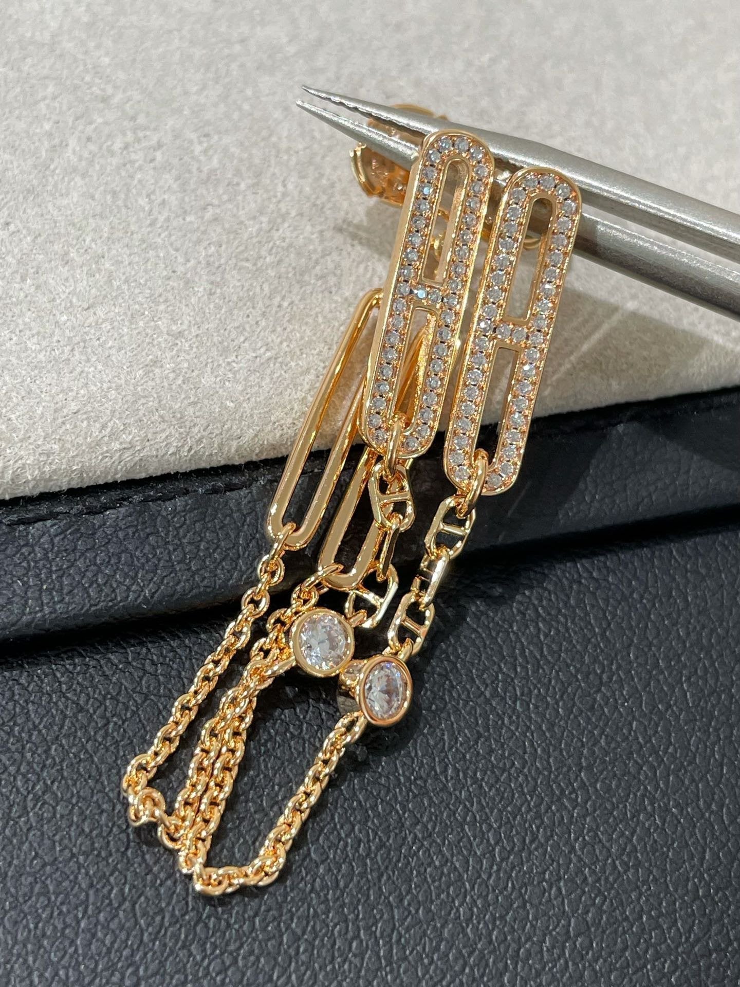 [CiCi]CHAINE CHAOS DIAMOND DROP EARRINGS
