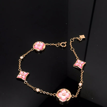 [CiCi]STAR AND SUN 4 MOTIF PINK MOP PINK GOLD BRACELET
