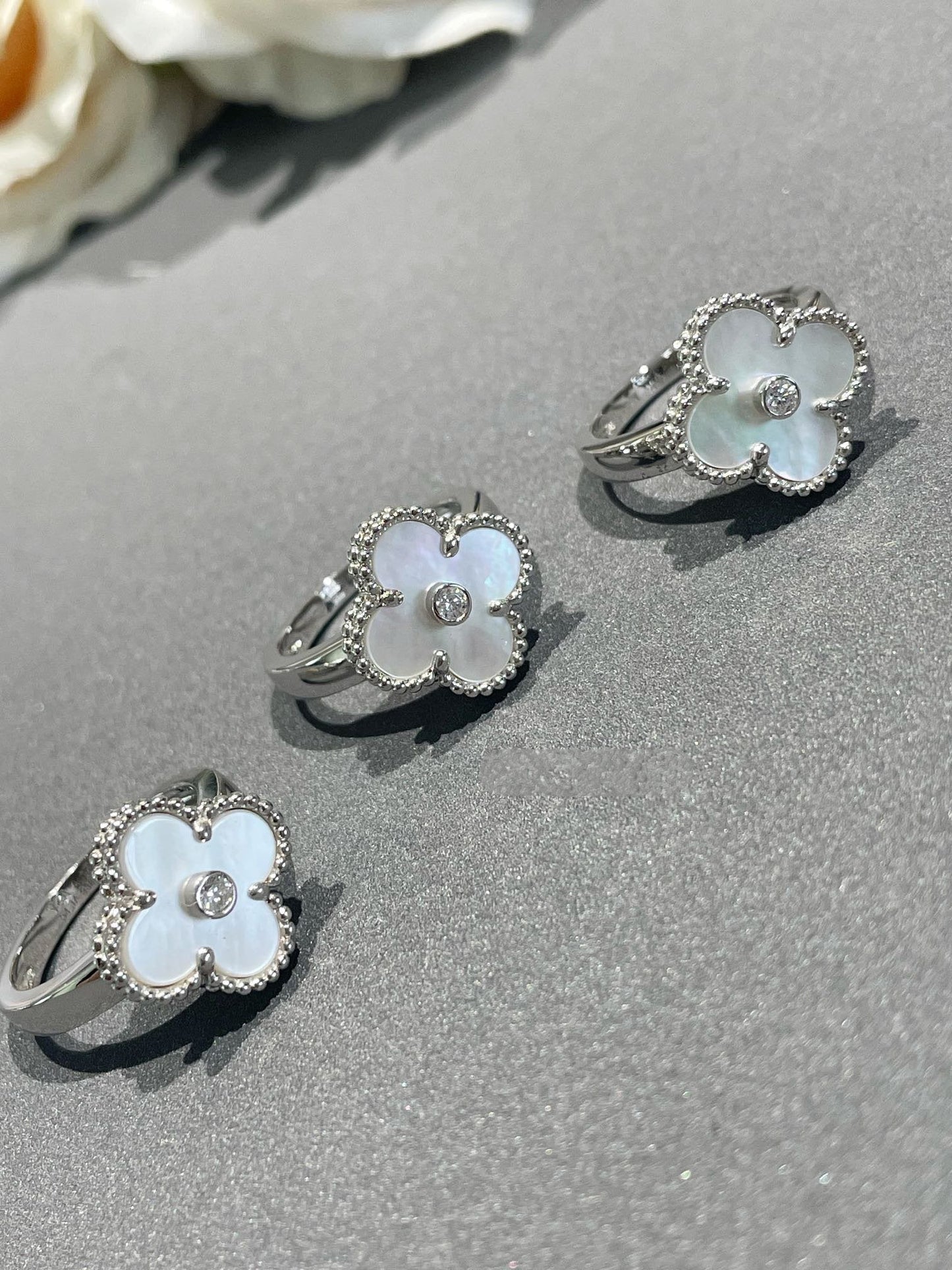 [CiCi]CLOVER SILVER MOP DIAMOND RING