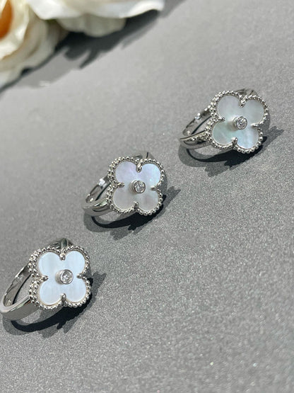 [CiCi]CLOVER SILVER MOP DIAMOND RING