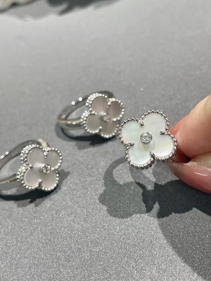 [CiCi]CLOVER SILVER MOP DIAMOND RING