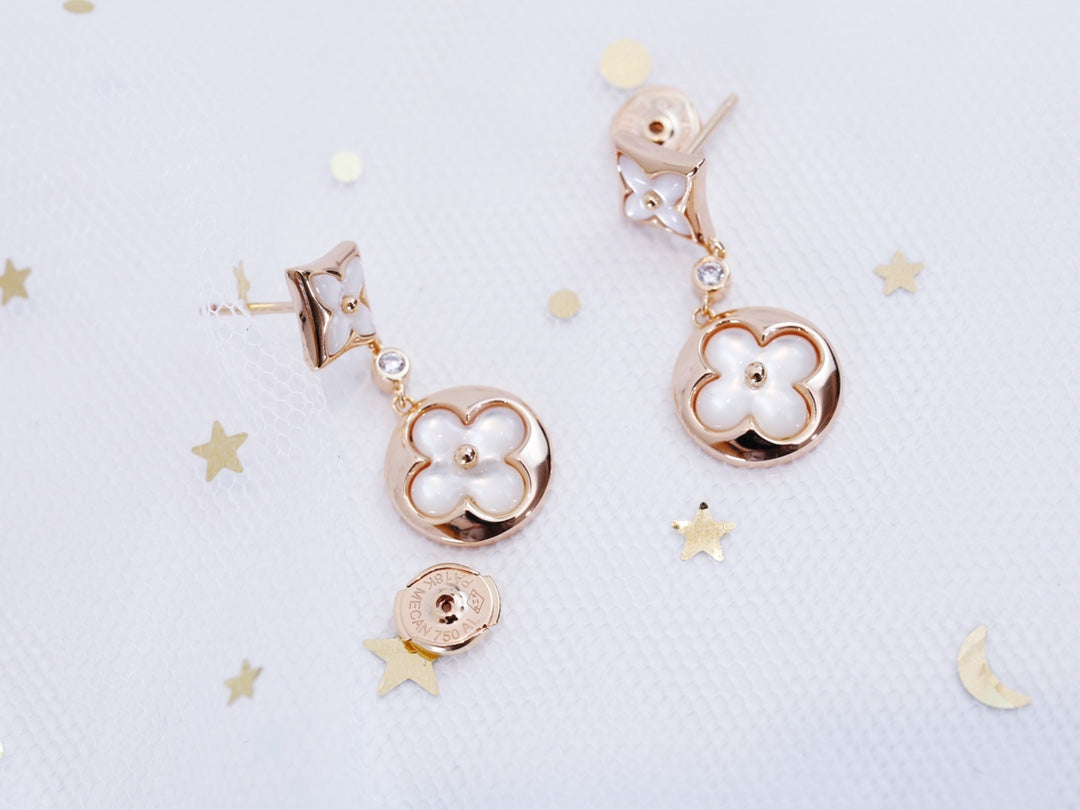 [CiCi]STAR AND SUN PINK GOLD MOP DROP EARRINGS