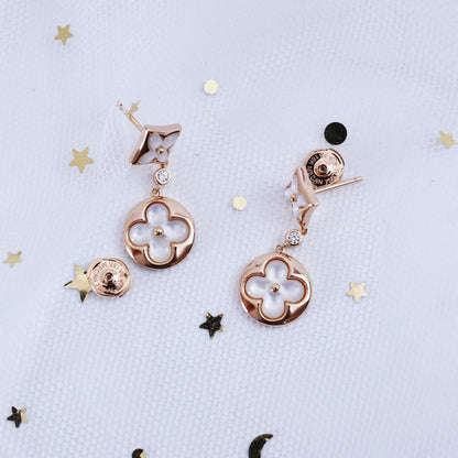 [CiCi]STAR AND SUN PINK GOLD MOP DROP EARRINGS