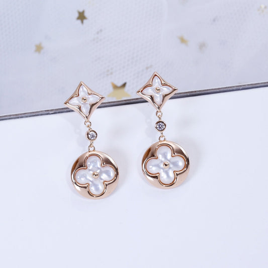 [CiCi]STAR AND SUN PINK GOLD MOP DROP EARRINGS