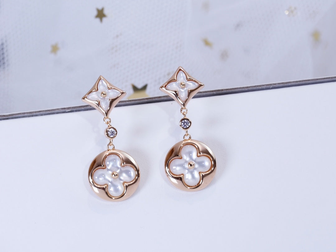 [CiCi]STAR AND SUN PINK GOLD MOP DROP EARRINGS