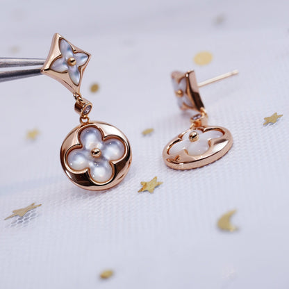 [CiCi]STAR AND SUN PINK GOLD MOP DROP EARRINGS
