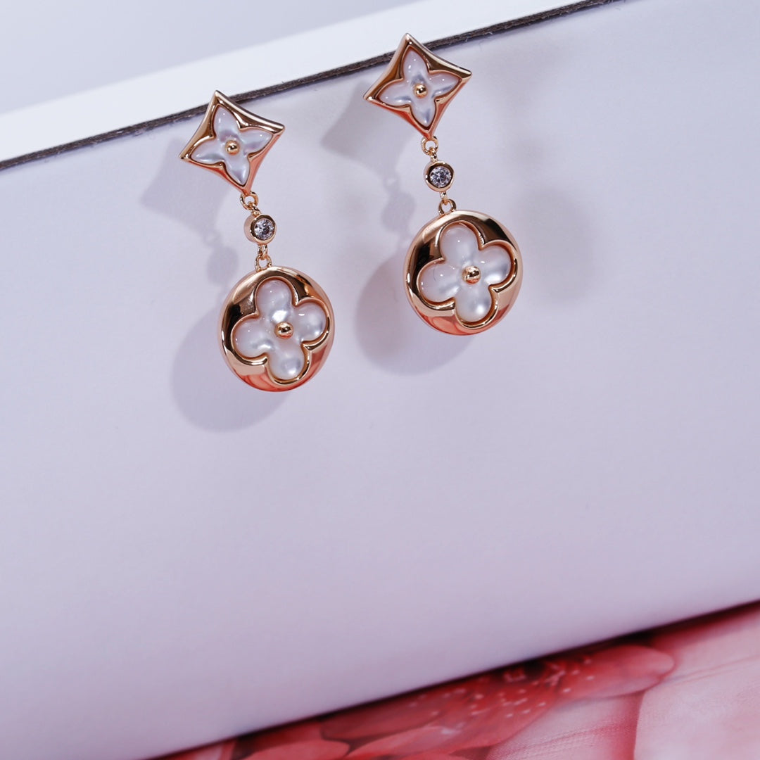 [CiCi]STAR AND SUN PINK GOLD MOP DROP EARRINGS