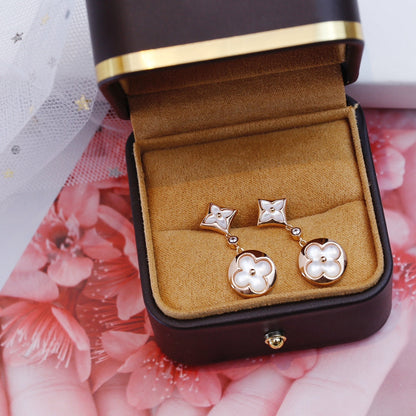 [CiCi]STAR AND SUN PINK GOLD MOP DROP EARRINGS