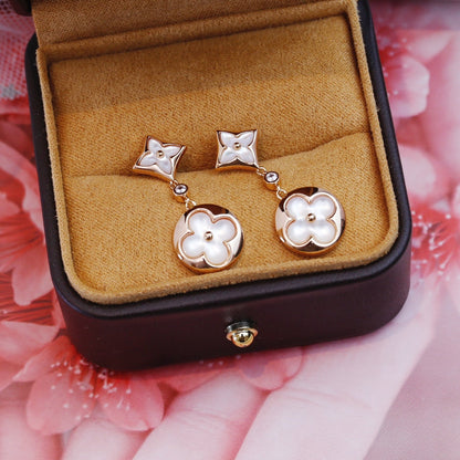 [CiCi]STAR AND SUN PINK GOLD MOP DROP EARRINGS