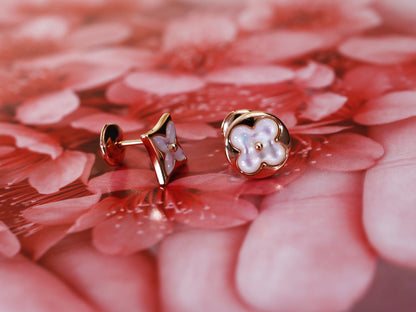 [CiCi]STAR AND SUN PINK GOLD MOP STUD EARRINGS
