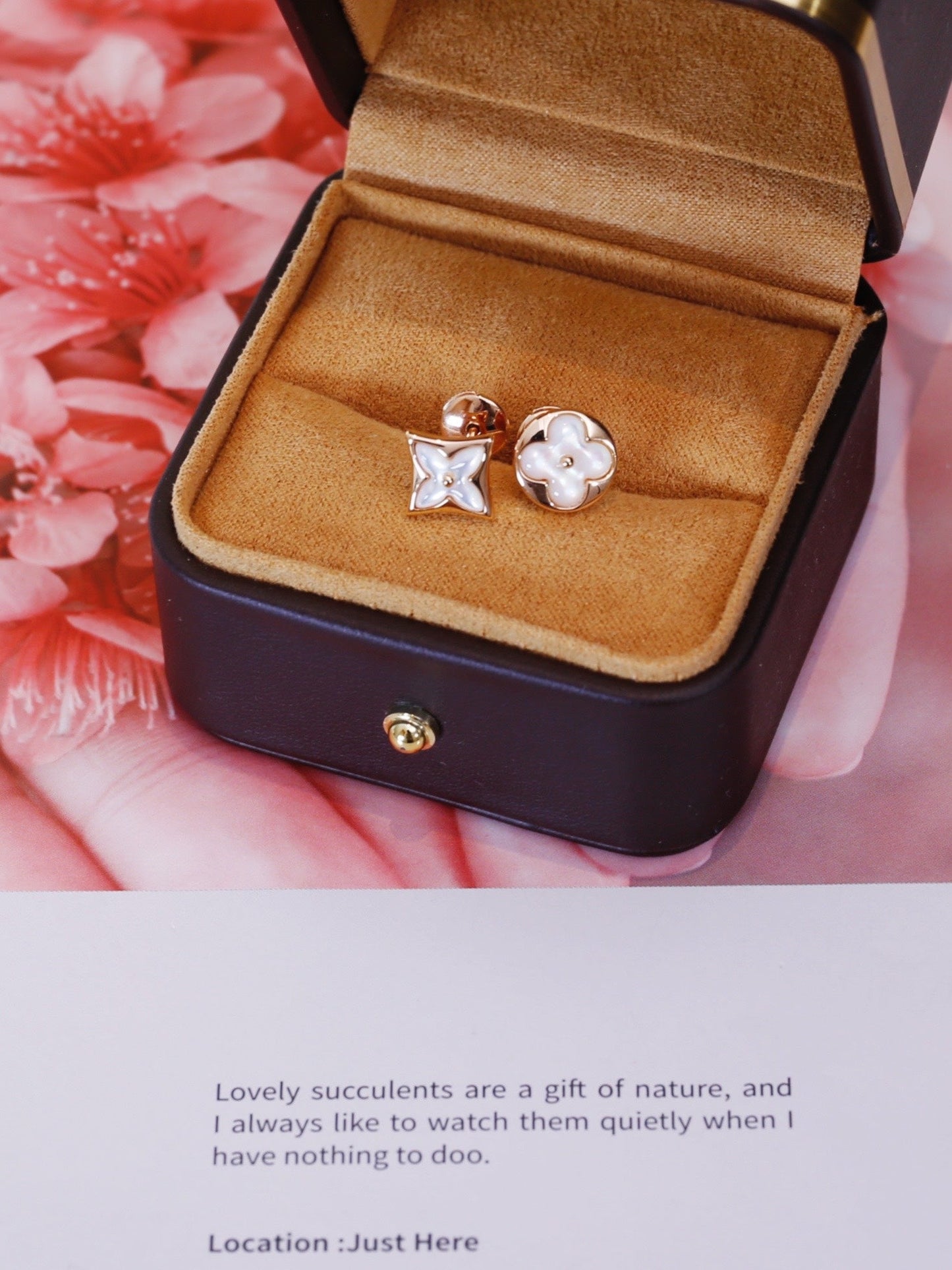 [CiCi]STAR AND SUN PINK GOLD MOP STUD EARRINGS