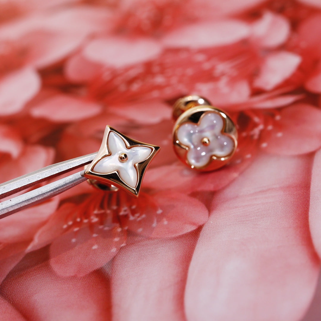 [CiCi]STAR AND SUN PINK GOLD MOP STUD EARRINGS