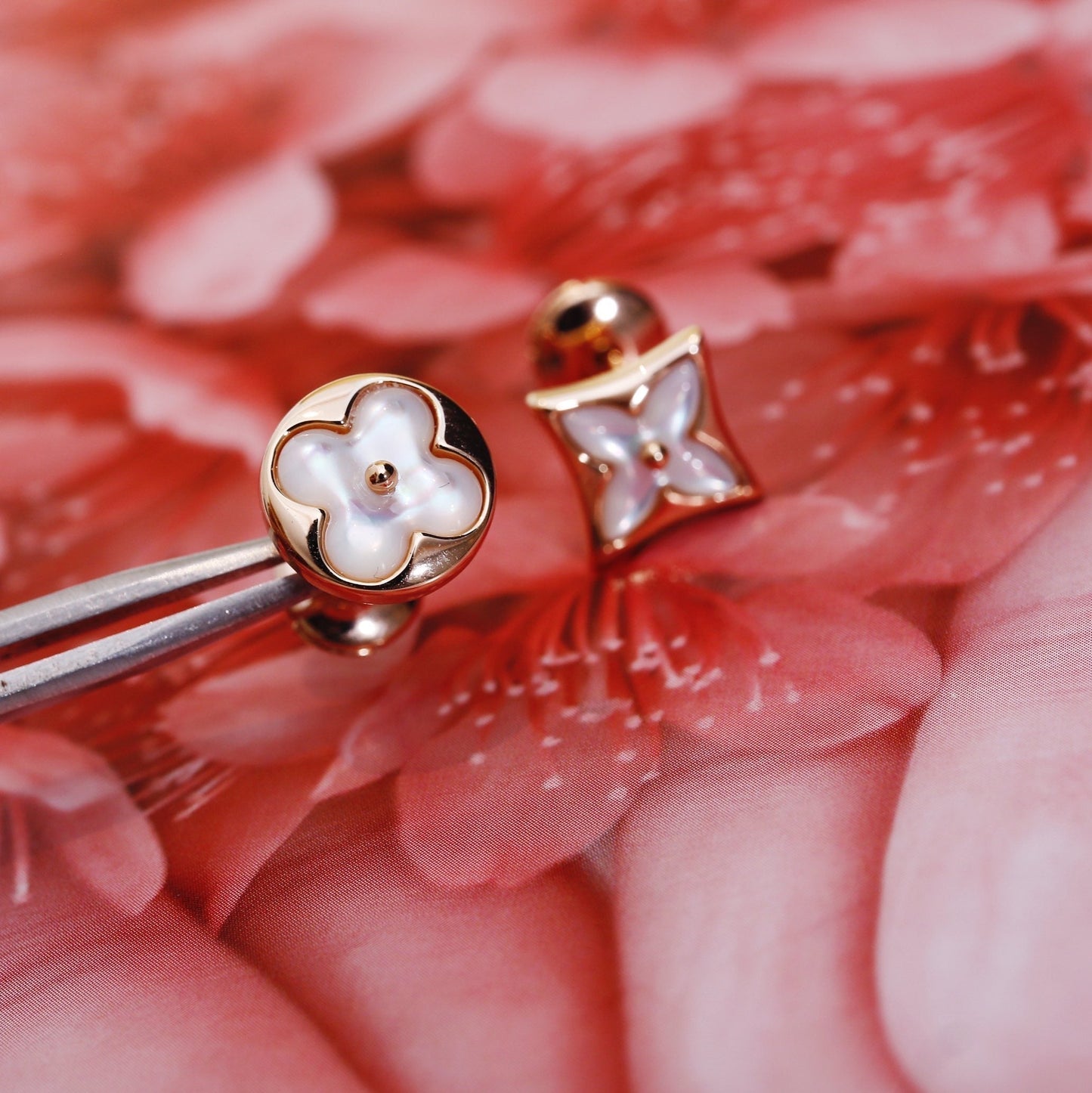 [CiCi]STAR AND SUN PINK GOLD MOP STUD EARRINGS