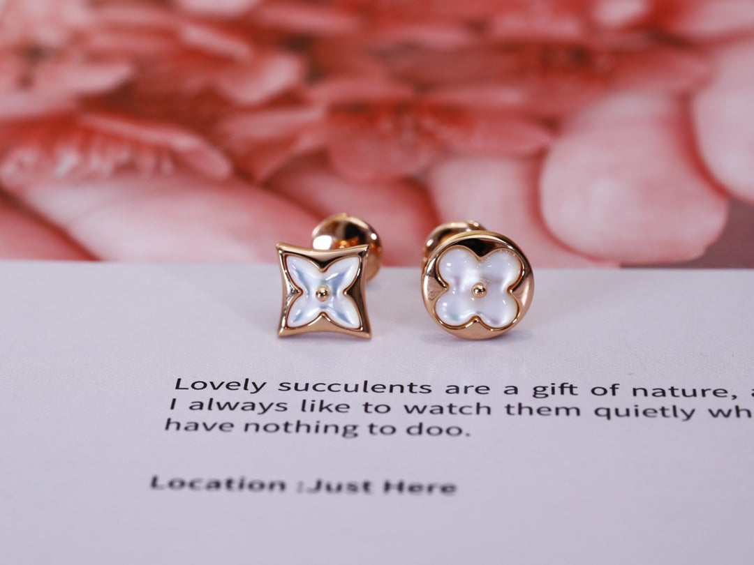 [CiCi]STAR AND SUN PINK GOLD MOP STUD EARRINGS