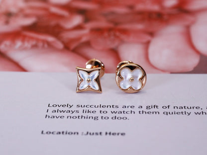 [CiCi]STAR AND SUN PINK GOLD MOP STUD EARRINGS
