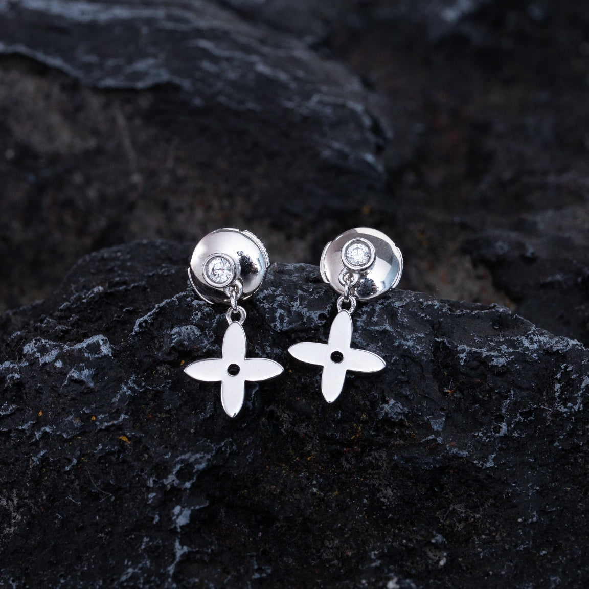 [CiCi]VIDYLLE SILVER DIAMOND MINI DROP EARRINGS