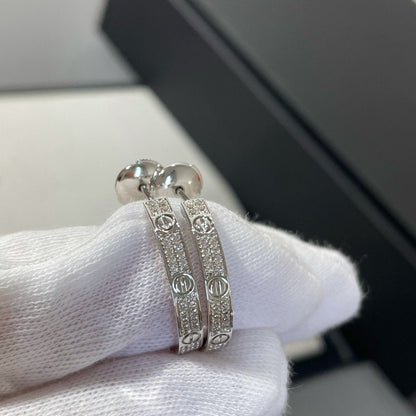[CiCi]LOVE DIAMOND SILVER HOOP EARRINGS